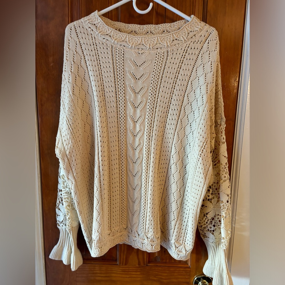 Womens Crochet and Lace detailed sweater